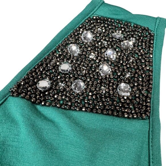 NWOT Boho Beaded Maxi Dress Sz.M Green Teal Sleeveless Event Festival Summer - Picture 8 of 13